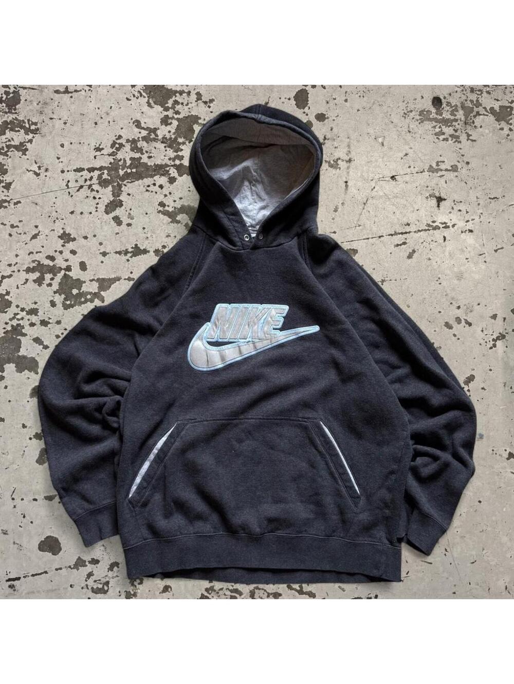 Mens Y2K heavyweight cotton Vintage Embroidered Nike spellout hoodie Size XL